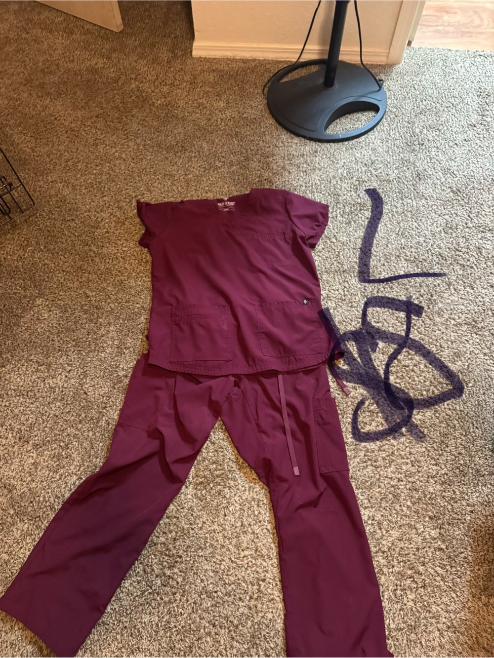 Women’s Burgundy Track Jogger Pants - Comfortable Workwear